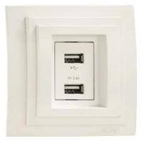 Розетка 2-а USB-зарядка Mono Electric Larissa 16A 250V крем 103-171705-178 Розетка 2-а USB-зарядка Mono Electric Larissa 16A 250V крем 103-171705-178