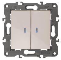 Выключатель двухклавишный с подсветкой ЭРА Elegance 10AX 250V 14-1105-02 Б0034238 Выключатель двухклавишный с подсветкой ЭРА Elegance 10AX 250V 14-1105-02 Б0034238