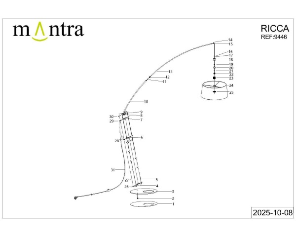 Торшер без абажура Mantra Ruti Ricca 9446