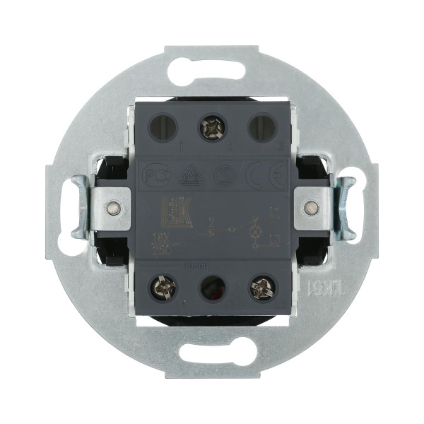 Переключатель LK Studio 1-рычажковый, на 2 направления, с индикатором (схема 6L) 16 A, 250 B (черный) Vintage 880908-1