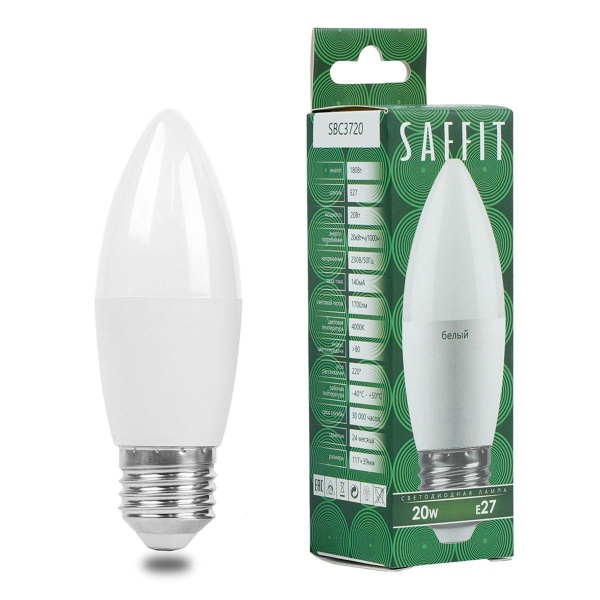 Лампа светодиодная Saffit E27 20W 4000K матовая SBC3720 55270