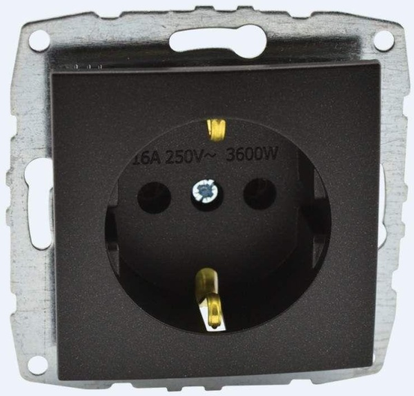 Розетка 2К+З Mono Electric Despina/ Larissa 16A 250V винтовое подключение графит 500-002021-117 Розетка 2К+З Mono Electric Despina/ Larissa 16A 250V винтовое подключение графит 500-002021-117