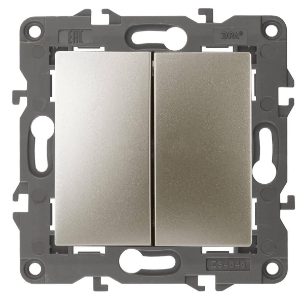 Переключатель двухклавишный ЭРА Elegance 10AX 250V 14-1106-04 Б0034246 Переключатель двухклавишный ЭРА Elegance 10AX 250V 14-1106-04 Б0034246