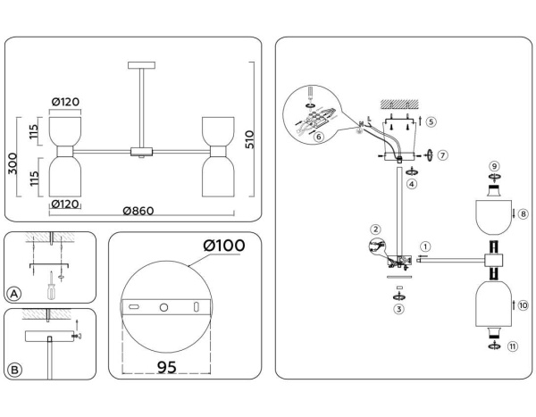 Подвесная люстра Ambrella light High Light LH56085