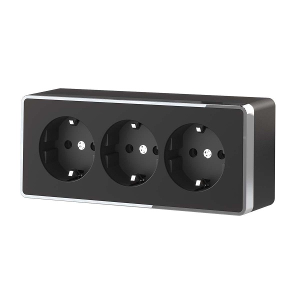 Розетка тройная с/з со шторками Werkel Gallant черный/хром W5073135 4690389163890 Розетка тройная с/з со шторками Werkel Gallant черный/хром W5073135 4690389163890
