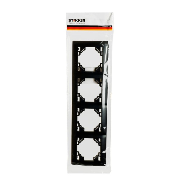 Рамка 4-постовая Stekker Эрна Элегант черный PFR00-9014-03 49664