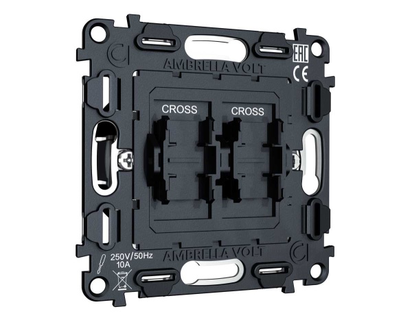 Механизм 2-клавишного перекрестного переключателя 10A-250V Ambrella Volt Quant VM125