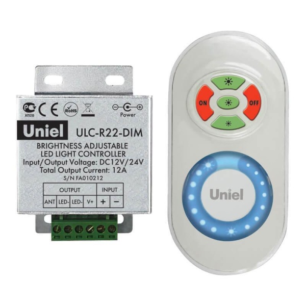Контроллер для управления яркостью одноцветных светодиодов Uniel ULC-R22-Dim White 05947 Контроллер для управления яркостью одноцветных светодиодов Uniel ULC-R22-Dim White 05947