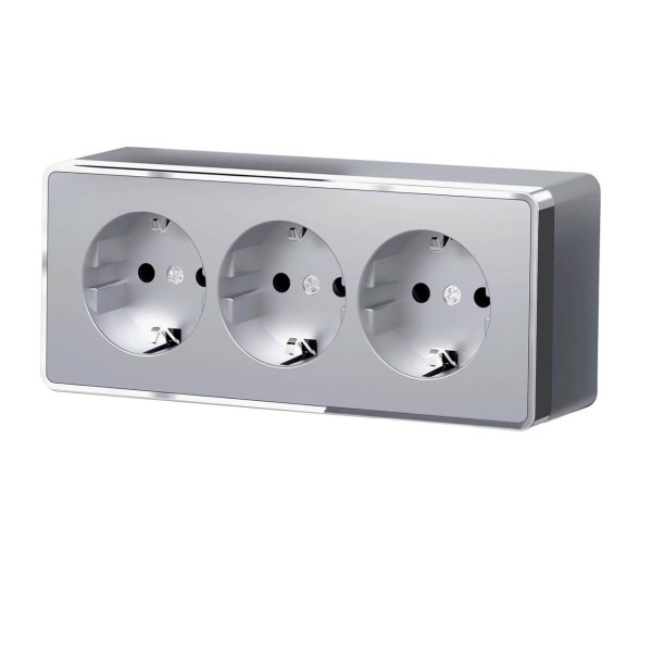 Розетка тройная с заземлением и шторками Werkel Gallant серебряный W5073106 4690389167195 Розетка тройная с заземлением и шторками Werkel Gallant серебряный W5073106 4690389167195