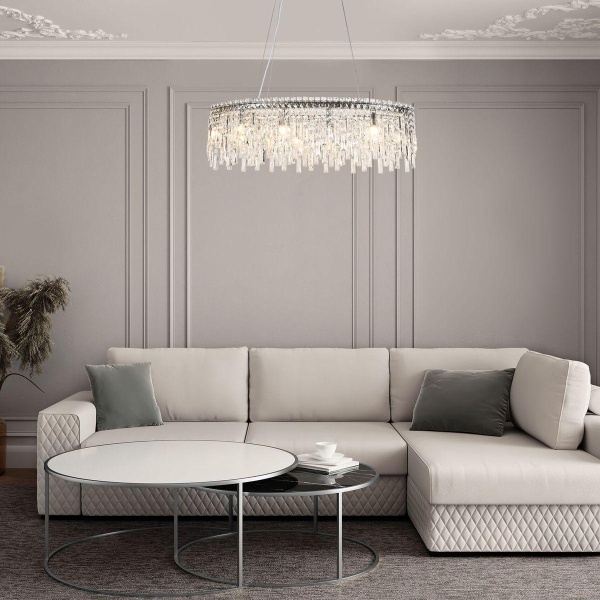 Подвесная люстра Eurosvet Blitz 60159/10 хром/ прозрачный хрусталь Strotskis Smart