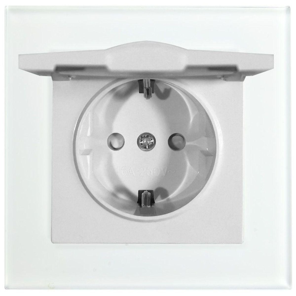 Розетка 1-местная с/з с крышкой Stekker GLS16-7012-01, 250В, 16А с защитной шторкой Катрин, белый 39245