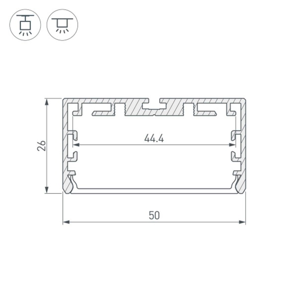 Профиль Arlight PLS-Lock-W50-SMT-2000 Anod 033772