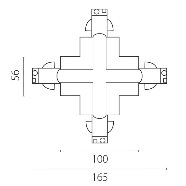 Соединение крестовое встраиваемое с подводом питания к треку 5030xx-R Quattro Lightstar 503146-R