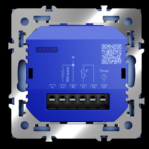 Терморегулятор электронный S70 с индикацией и датчиком, для теплого пола, (деним) Voltum VLS070115