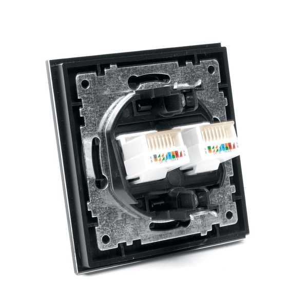 Розетка компьютерная 2-местная RJ-45 ,Stekker ,GLS00-7006-05 Катрин, черный 39509