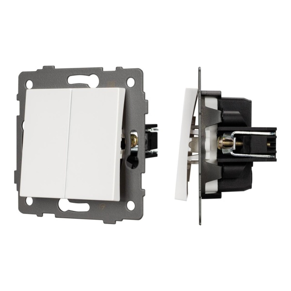 Механизм выключателя двухклавишный проходной SWT-MKP2-PL-WH-V (250V, 10A) Arlight 049892
