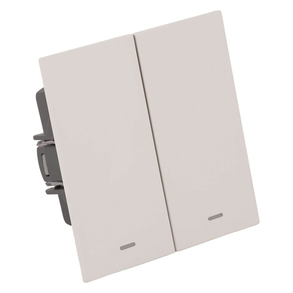 Выключатель 2-клавишный c индикатором (механизм), Stekker, 250В, 10А Мия, RSW10-3102-10, пудровый жемчуг 50476