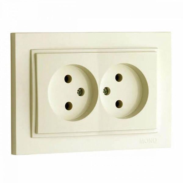 Розетка 2К двойная Mono Electric Despina 16A 250V винтовое подключение крем 102-170005-121 Розетка 2К двойная Mono Electric Despina 16A 250V винтовое подключение крем 102-170005-121