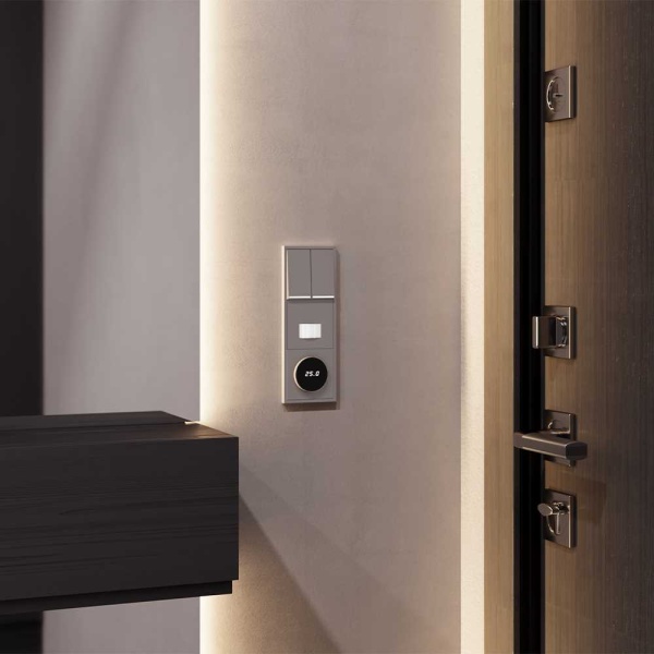 Терморегулятор электронный S70 с индикацией и датчиком, для теплого пола, (капучино) Voltum VLS070114