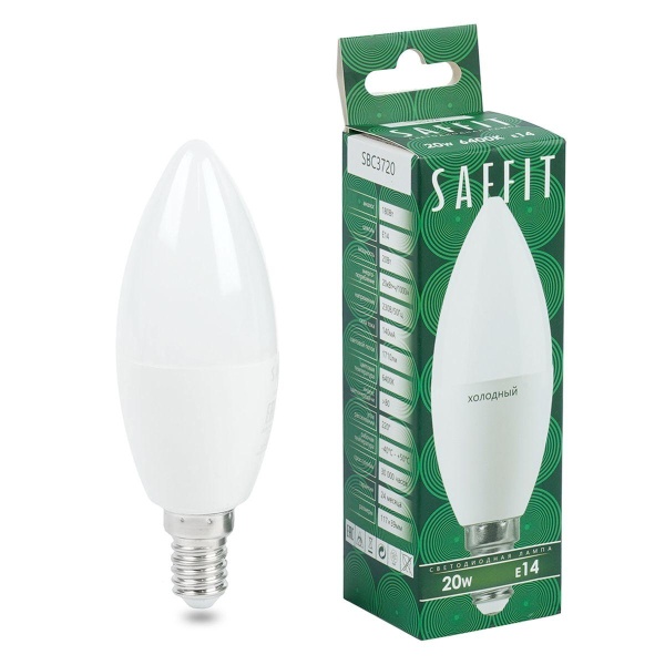 Лампа светодиодная Saffit E14 20W 6400K матовая SBC3720 55274