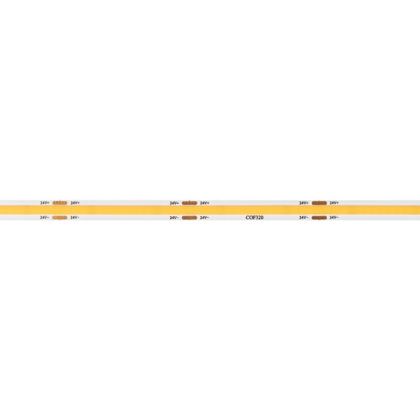 Светодиодная лента Arlight 8W/m 320LED/m CSPSMD теплый белый 5M COB-X320-8mm 24V Warm3000 039022