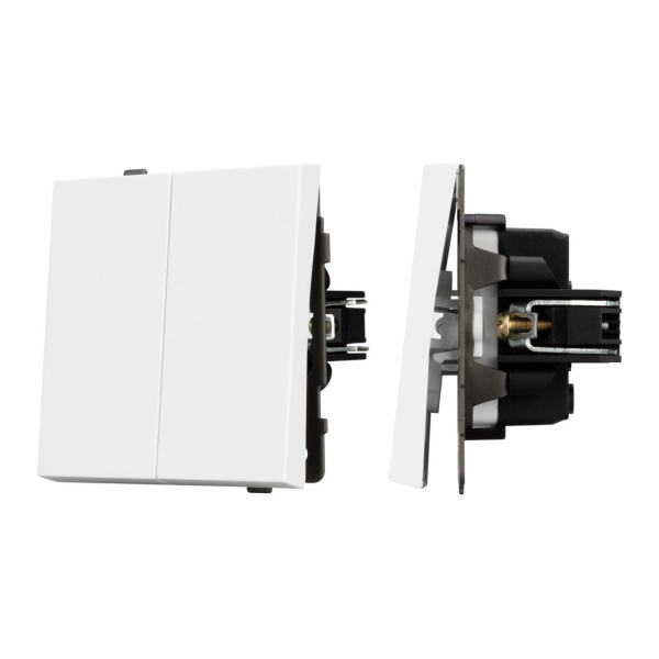 Механизм выключателя двухклавишный непроходной SWT-TENDO-MK02-PL-WH (230V, 10A) Arlight 054058