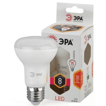 Лампа светодиодная ЭРА E27 8W 2700K матовая LED R63-8W-827-E27