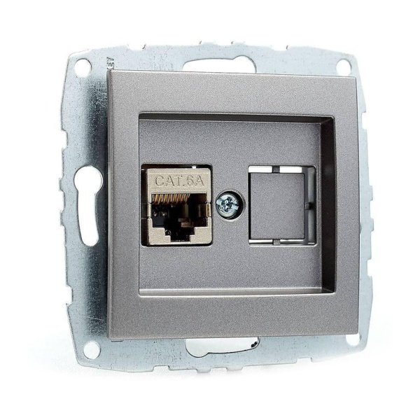 Розетка компьютерная RJ45 Mono Electric Despina/ Larissa 6 кат антрацит 500-002405-125 Розетка компьютерная RJ45 Mono Electric Despina/ Larissa 6 кат антрацит 500-002405-125