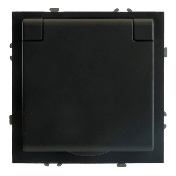 Розетка 1-местная с крышкой с защ. штор Stekker, б/з, 250В, 16А, серия Эмили, RST16-5113-05, черный уголь, soft touch 49852