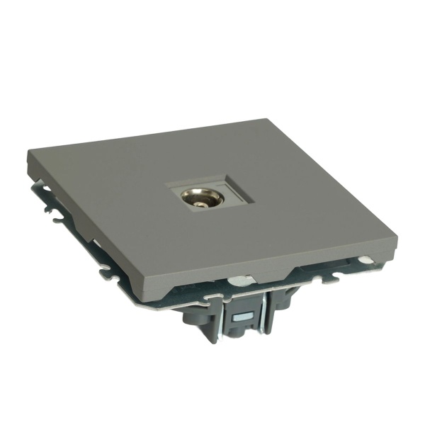 Розетка телевизионная 1-местная (механизм), STEKKER, 75 Ом, 5-862МГц, серия Эмили, RST00-5108-10, платиново-серый, soft touch 49953