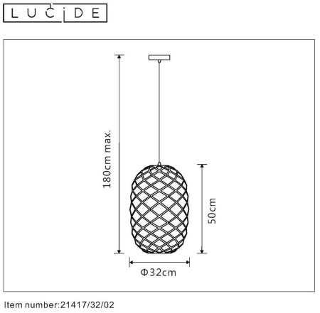 Подвесной светильник Lucide Wolfram 21417/32/02