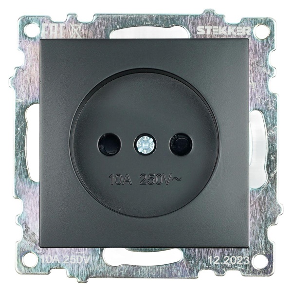 Розетка 2P Stekker Катрин со шторками черный GLS10-7109-05 39609