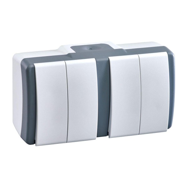 Выключатель Mono Electric Octans IP54 двухклавишный - двухклавишный бело-серый 154-020001-177 Выключатель Mono Electric Octans IP54 двухклавишный - двухклавишный бело-серый 154-020001-177