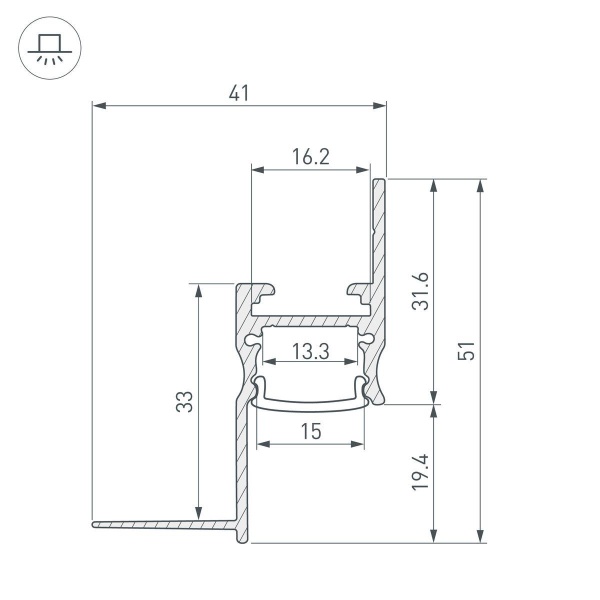 Профиль встраиваемый Arlight Arh-Сeil-S14-Shadow-3000 White 045554