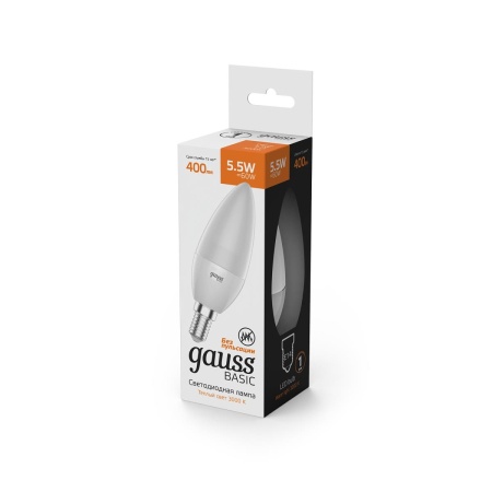 Лампа светодиодная Gauss E14 5,5W 3000К матовая 1033116