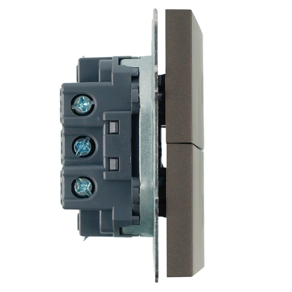 Выключатель 2-клавишный самовозвратный (механизм), Stekker. 250В, 10А Эмили, RSW10-5113-09, антрацит, soft touch 50367