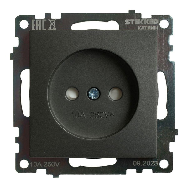 Розетка 2P Stekker Катрин со шторками графит GLS10-7109-06 49420