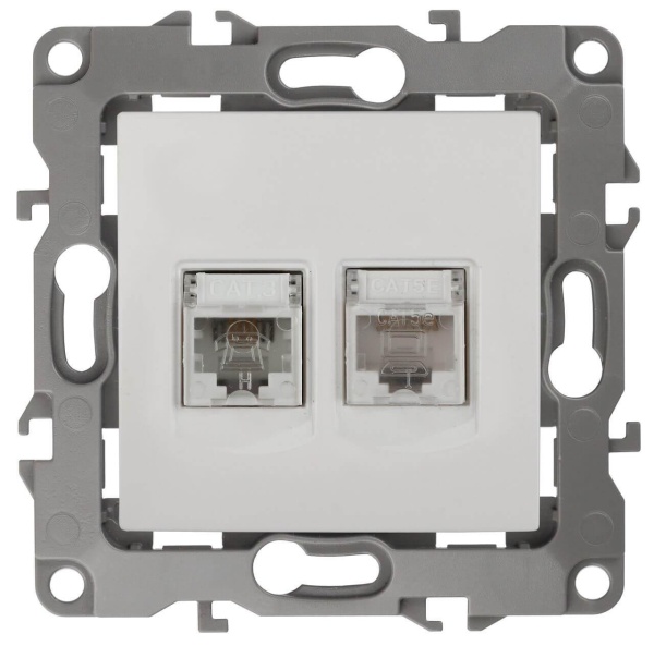 Розетка комбинированная RJ45+RJ11 ЭРА 12 12-3109-01 Б0018248 Розетка комбинированная RJ45+RJ11 ЭРА 12 12-3109-01 Б0018248