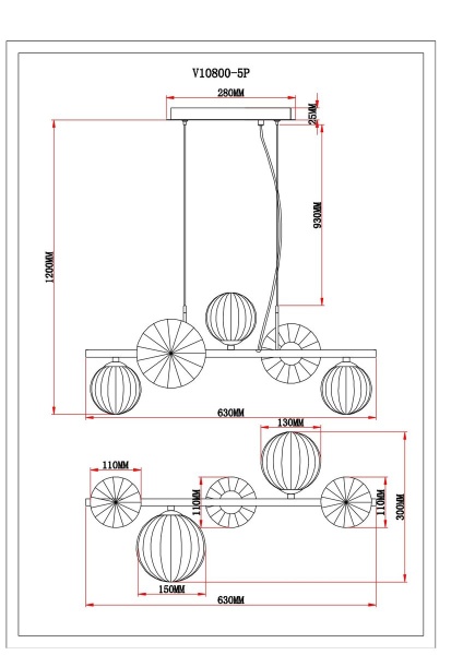 Подвесная люстра Moderli Renny V10800-5P