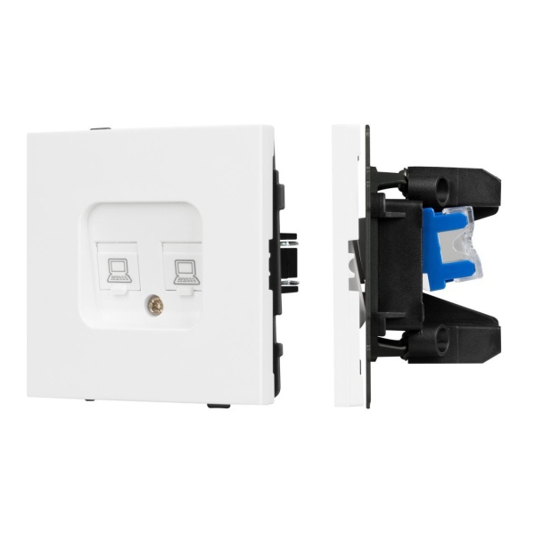 Механизм компьютерной розетки двойной SCT-TENDO-MPC2-PL-WH (RJ-45, CAT6) Arlight 054100