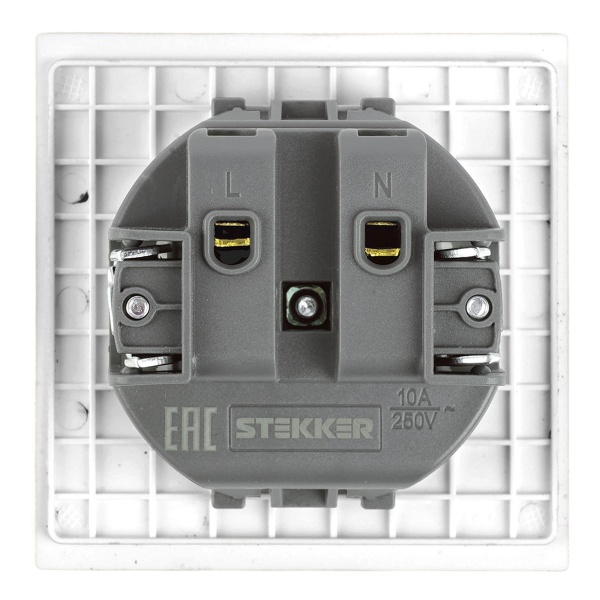 Розетка 1-местная с защитной шторкой (механизм), Stekker, б/з, 250В, 16А Мия, RST16-3109-01, белая магнолия 50439