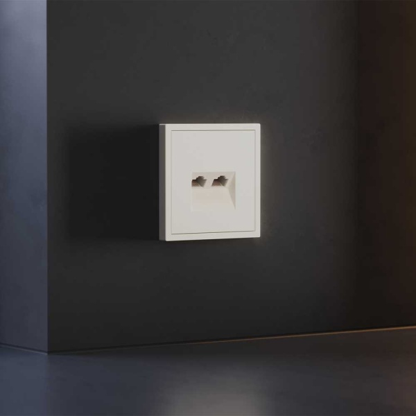 Накладка для розетки компьютерной двойной RJ45+RJ45 кат.6, S70 (хлопок) Voltum VLS001413