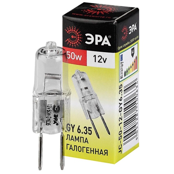 Лампа галогенная ЭРА GY6.35 50W 2700K прозрачная GY6.35-JC-50W-12V C0027372 Лампа галогенная ЭРА GY6.35 50W 2700K прозрачная GY6.35-JC-50W-12V C0027372