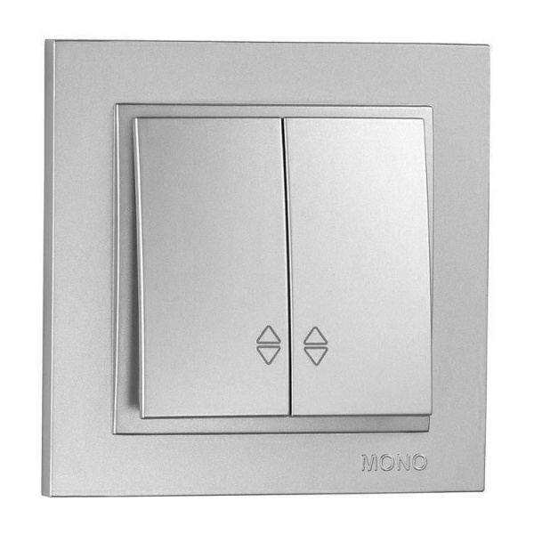 Выключатель Mono Electric Despina двухклавишный проходной серебро 102-212123-111 Выключатель Mono Electric Despina двухклавишный проходной серебро 102-212123-111