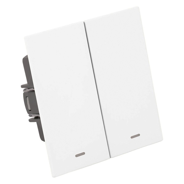 Выключатель 2-клавишный c индикатором (механизм), Stekker, 250В, 10А Мия, RSW10-3102-01, белая магнолия 50432