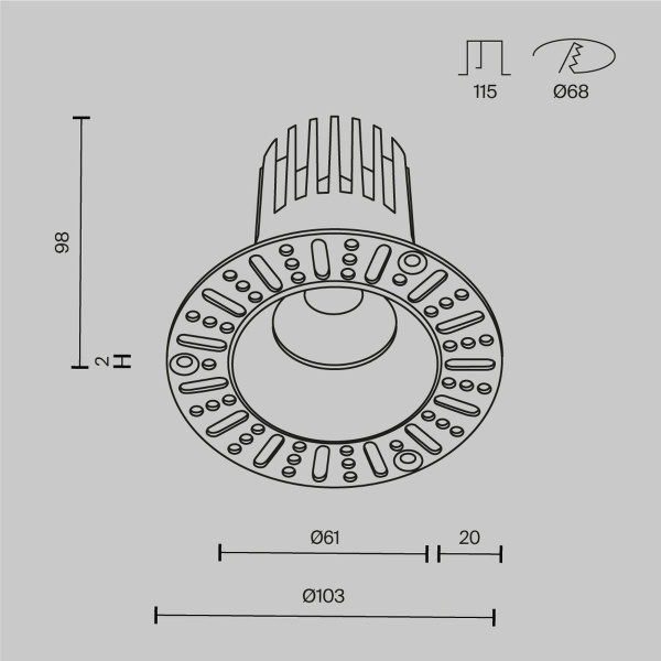 Встраиваемый светильник Maytoni Technical Dip DL121-15W-4K-TRS-W