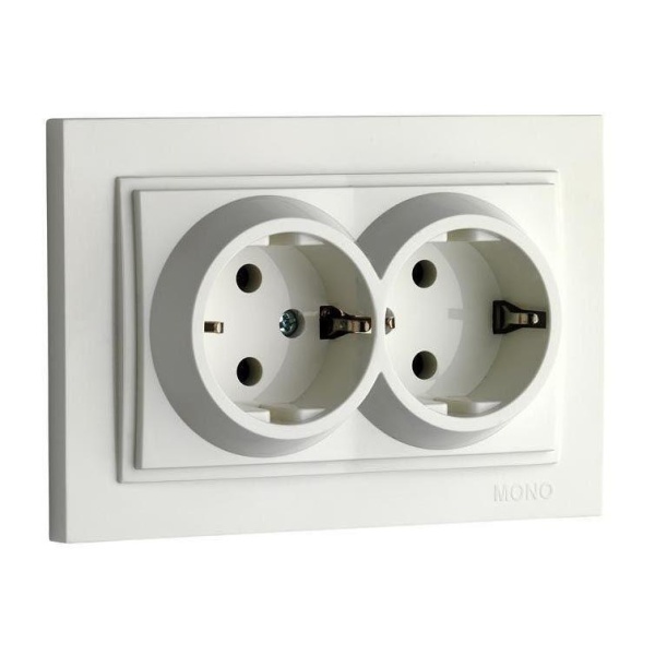 Розетка 2К+З двойная Mono Electric Despina 16A 250V винтовое подключение жемчуг 102-252504-120 Розетка 2К+З двойная Mono Electric Despina 16A 250V винтовое подключение жемчуг 102-252504-120