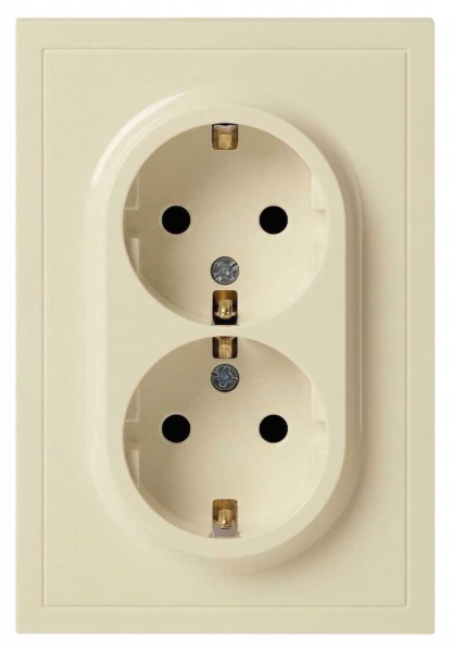Розетка ЭРА Galaxy 15-2104-02 с заземлением двойная 2X2P+E Schuko 16А-250В IP20 слоновая кость Б0070679