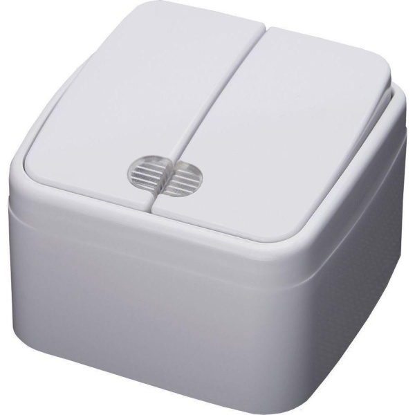 Выключатель двухклавишный Stekker Basic с подсветкой PSW103220 39030