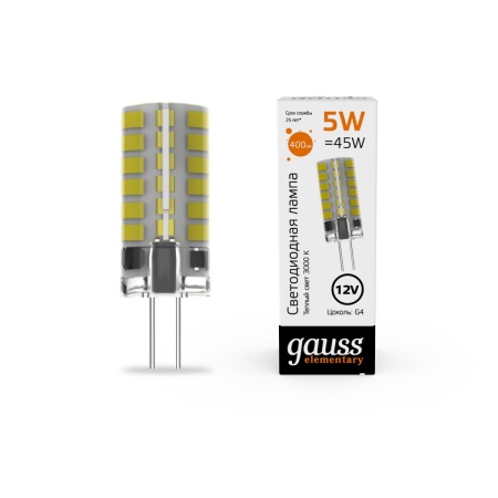 Лампа cветодиодная Gauss G4 5W 3000K прозрачная 18715 Лампа cветодиодная Gauss G4 5W 3000K прозрачная 18715